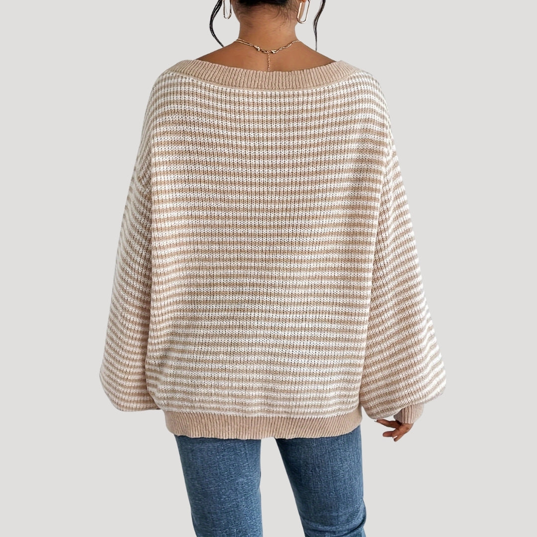 Dames Oversized Trui met Strepen voor Casual Stijl 4