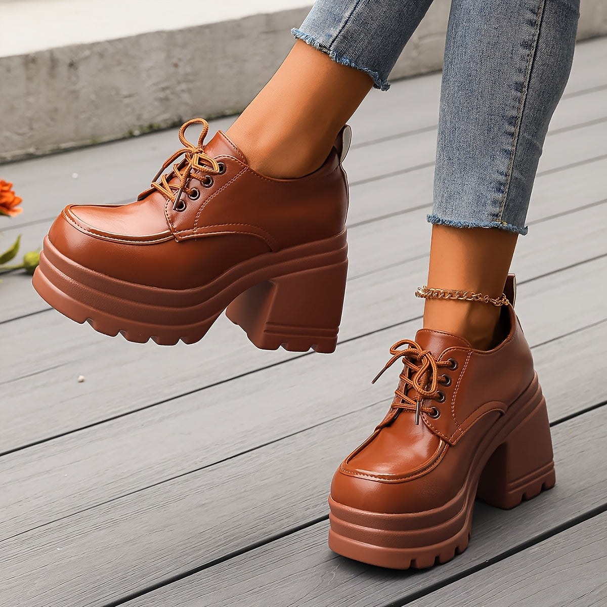 Dames Oxfords met Blokhak en Platform 1