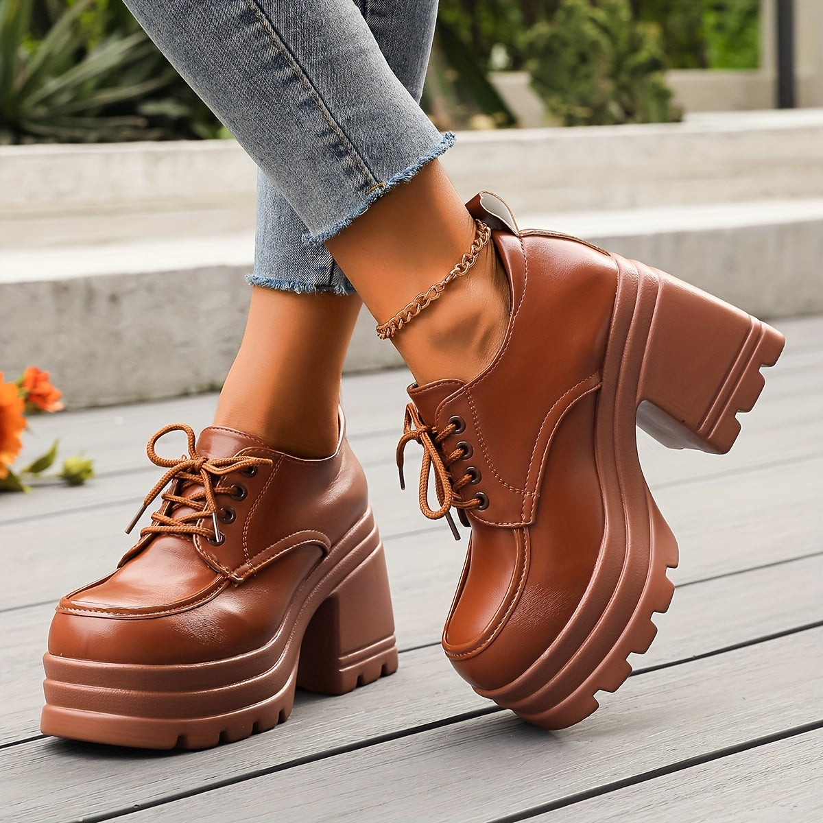 Dames Oxfords met Blokhak en Platform 2