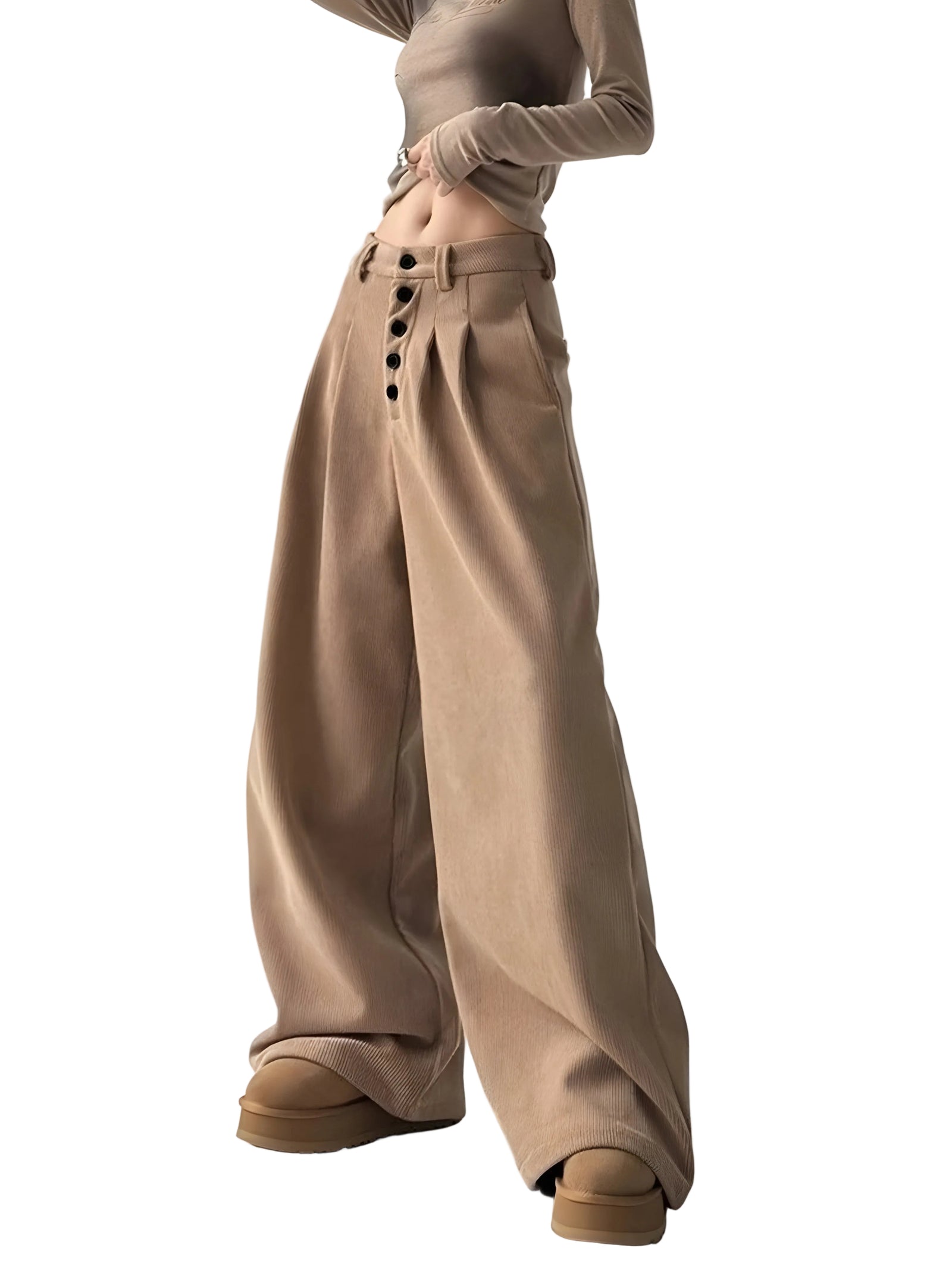 Dames Palazzo Broek met Hoge Taille en Plooien 0