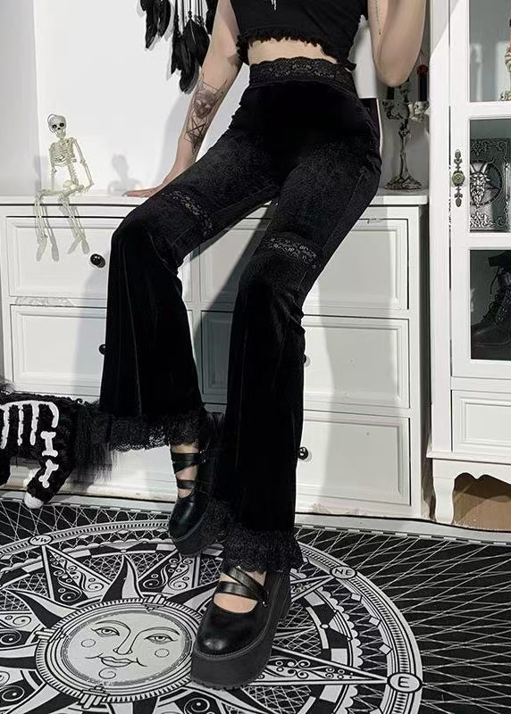 Dames Pantalon Hoge Taille Patchwork Met Kant Accenten 3