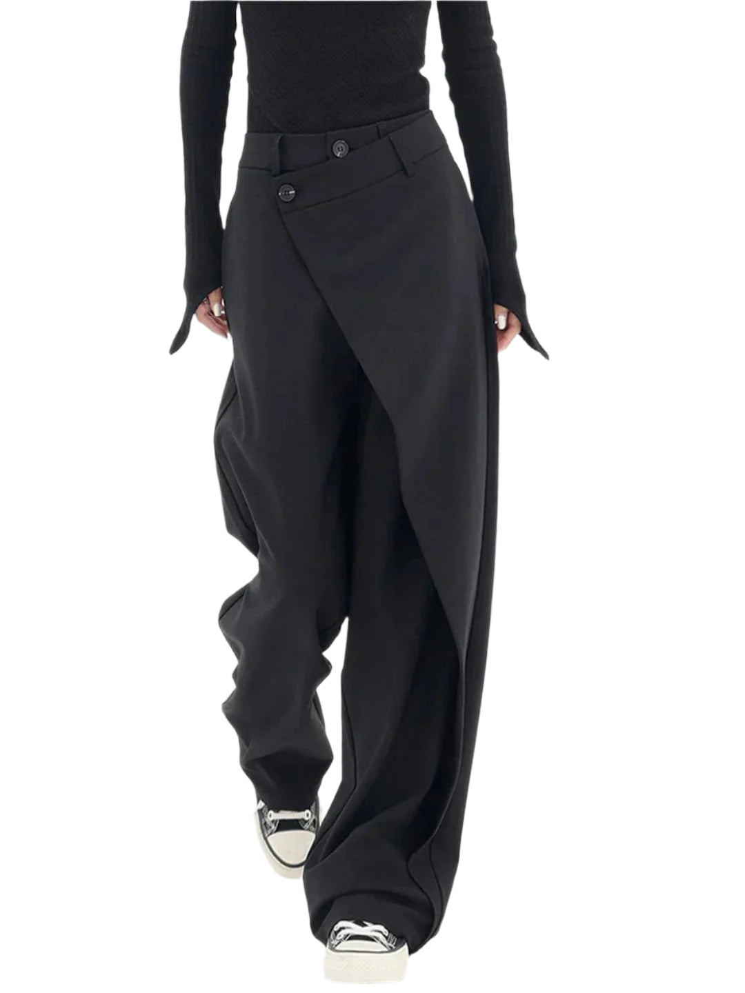 Dames Pantalon Moderne Fit Asymmetrische Tailleband Zacht Ademend Materiaal 0