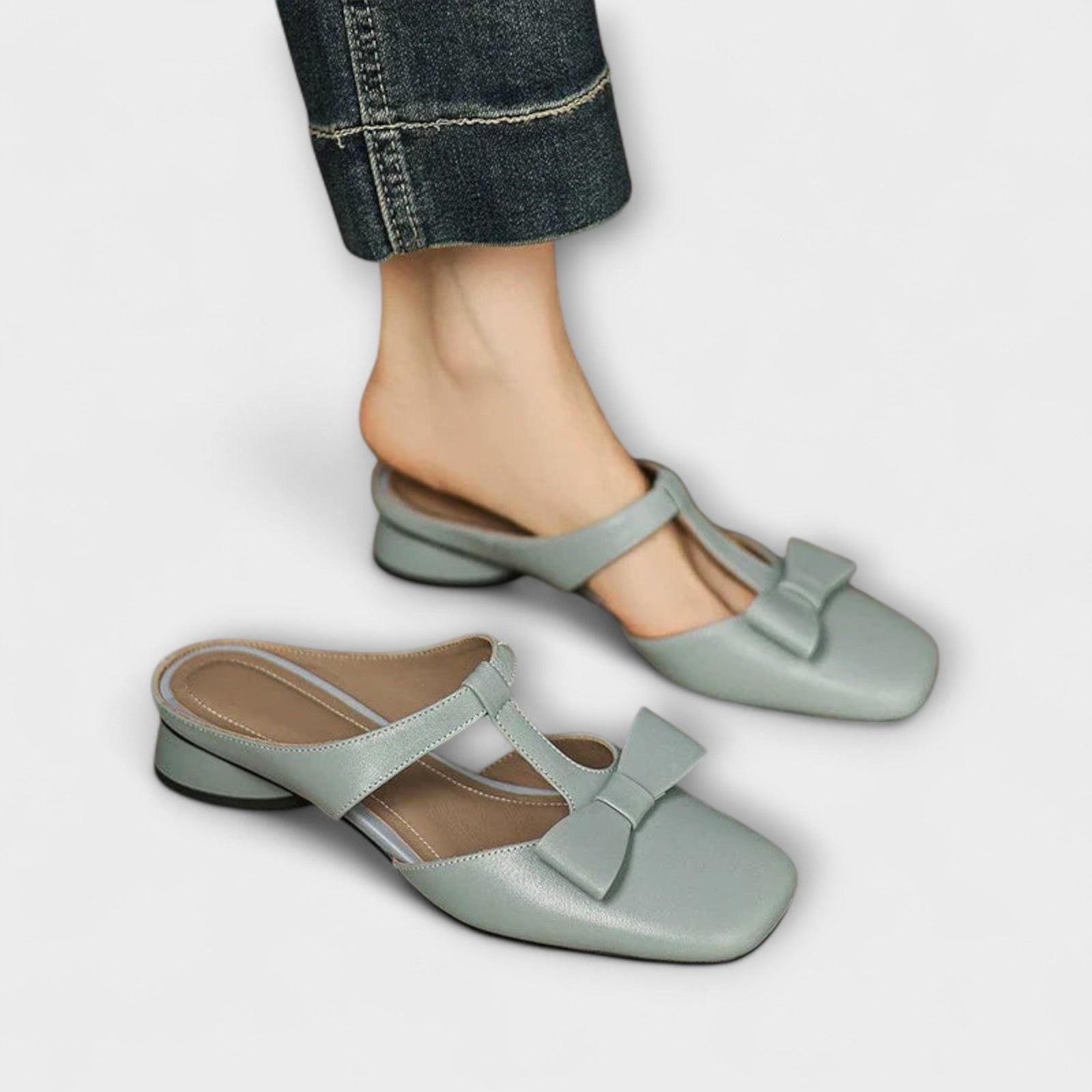 Dames Pantoffels Met Vierkante Neus En Strikdetail Sloffen 5
