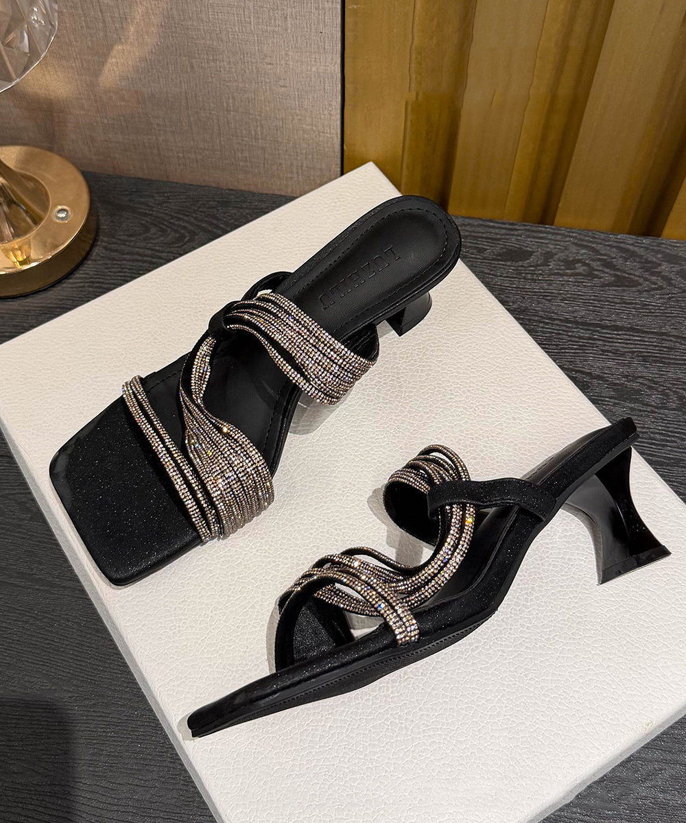 Dames Peep Toe Slippers met Hoge Hak Boho Stijl 2