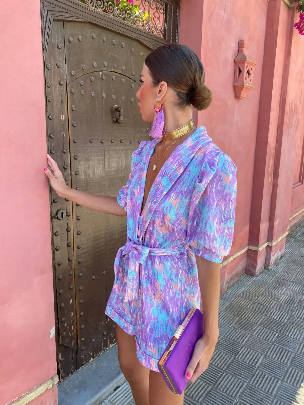 Dames Playsuit met Pofmouwen en Gekruiste Halslijn 8