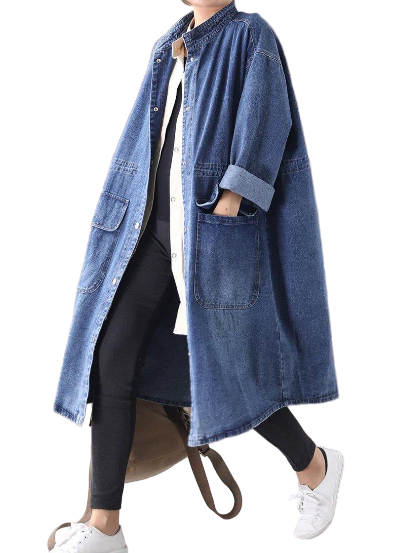 Dames Plus Size Box Coat met Staande Kraag en Trekkoord 0