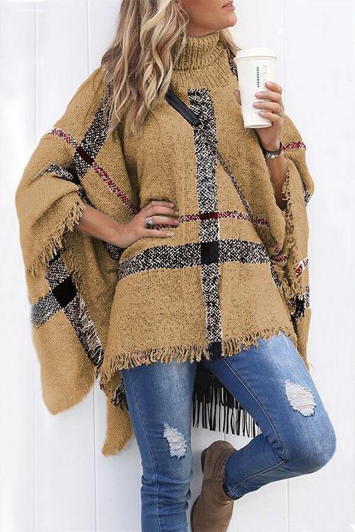 Dames Poncho Cape met Kwastjes en Kraag 5