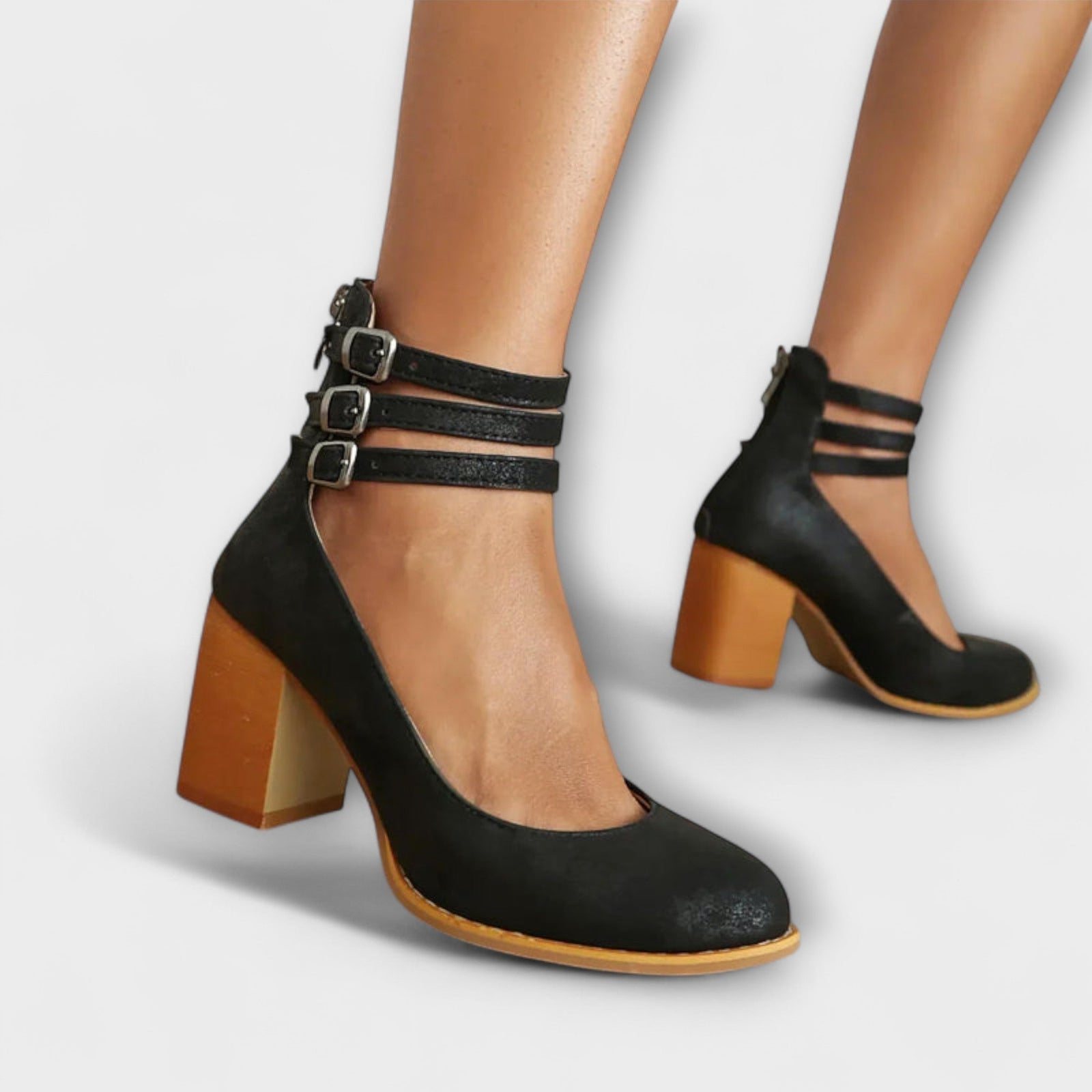 Dames Pumps met Enkelbandjes en Blokhak 4