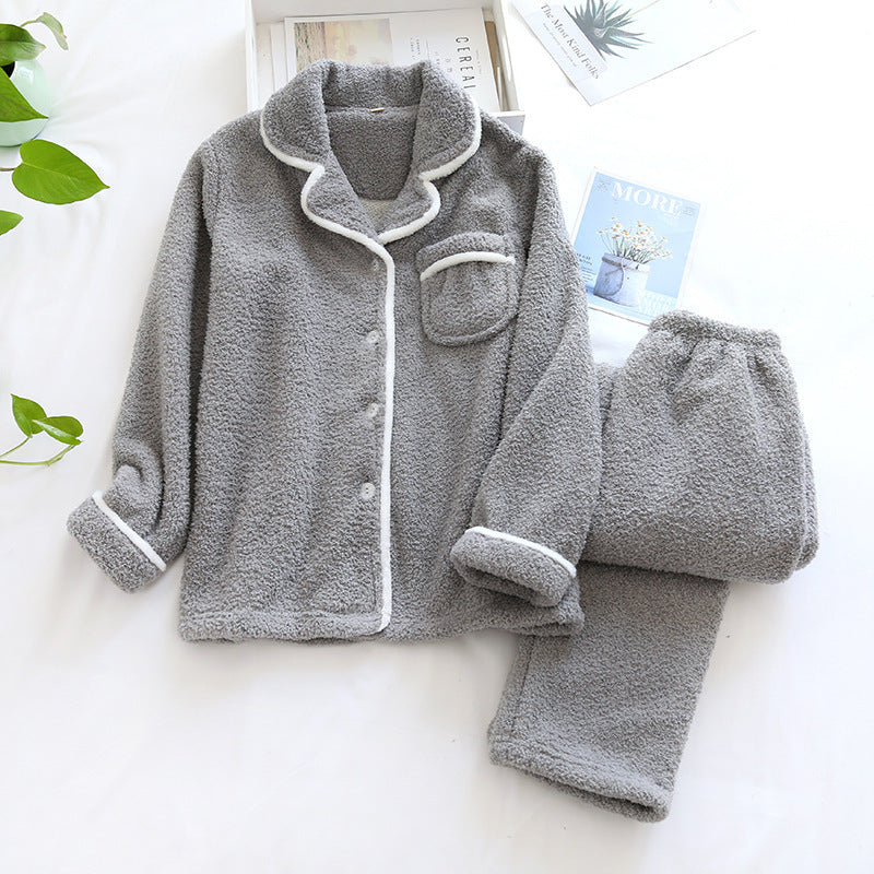 Dames Pyjama Set Comfortabele Pasvorm met Kraag en Elastische Tailleband 1