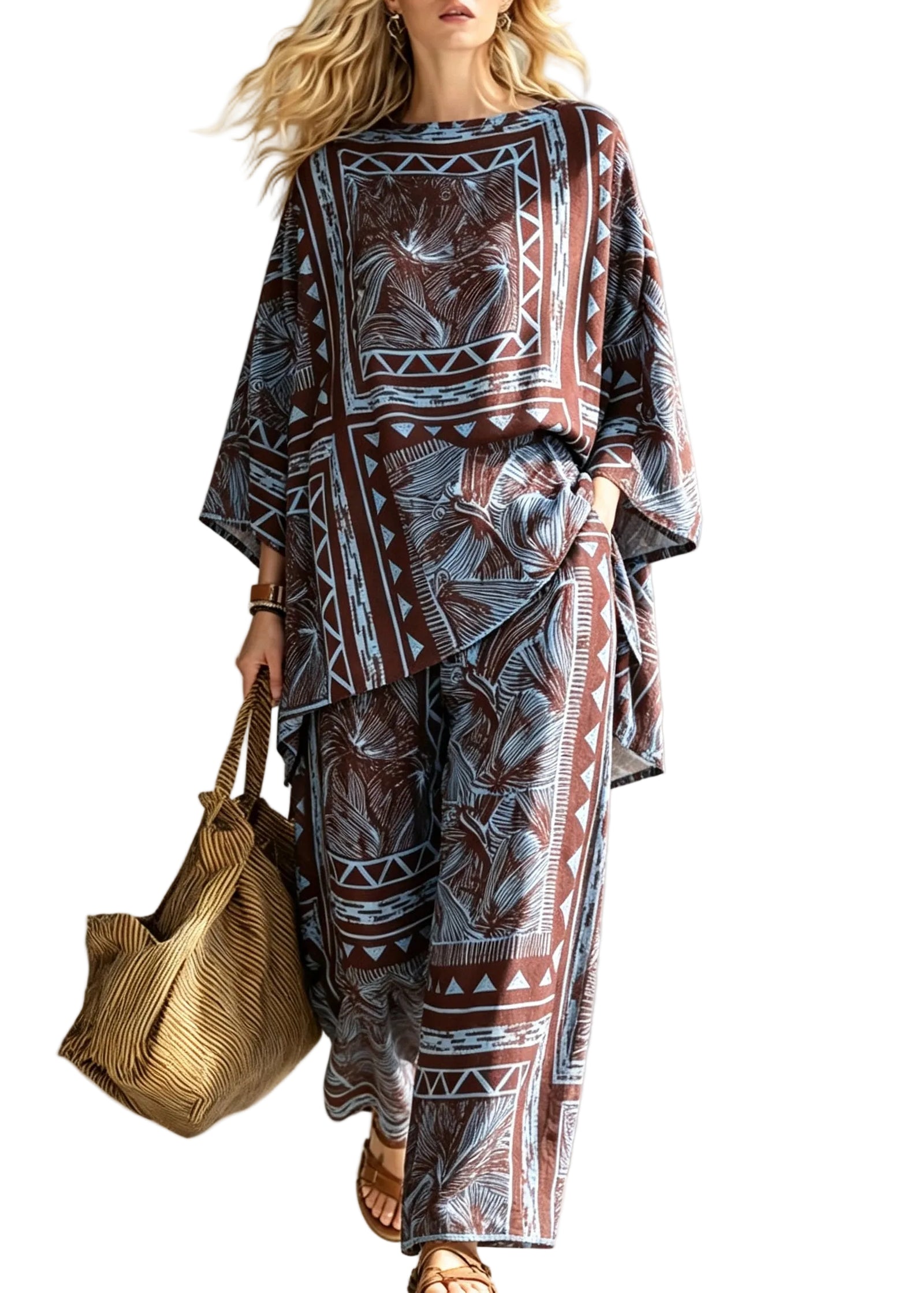 Dames Pyjama Set Met O-hals en Print Voor Zomerse Nachten 0