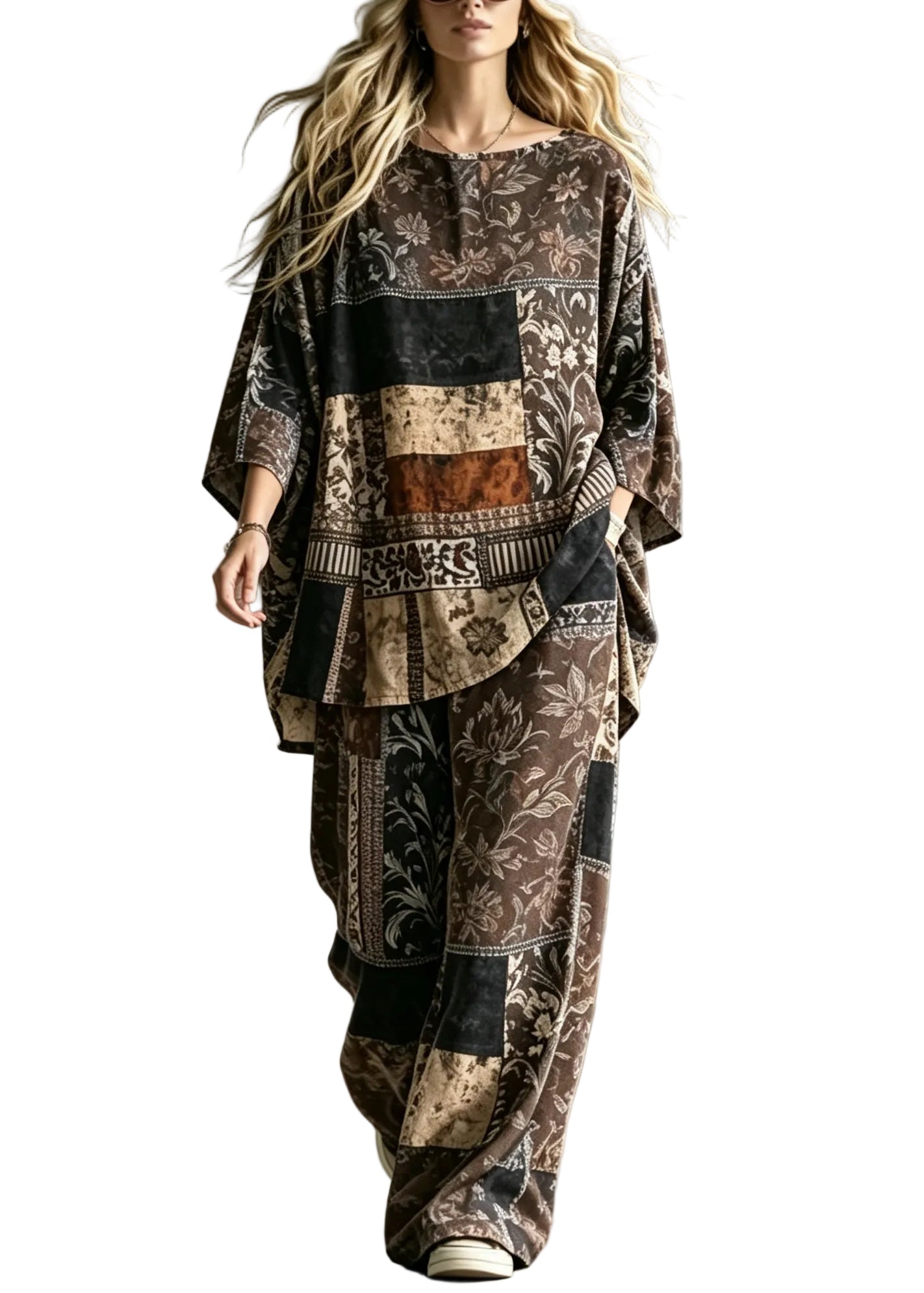 Dames Pyjama Set met O-hals en Print Comfortabel 0