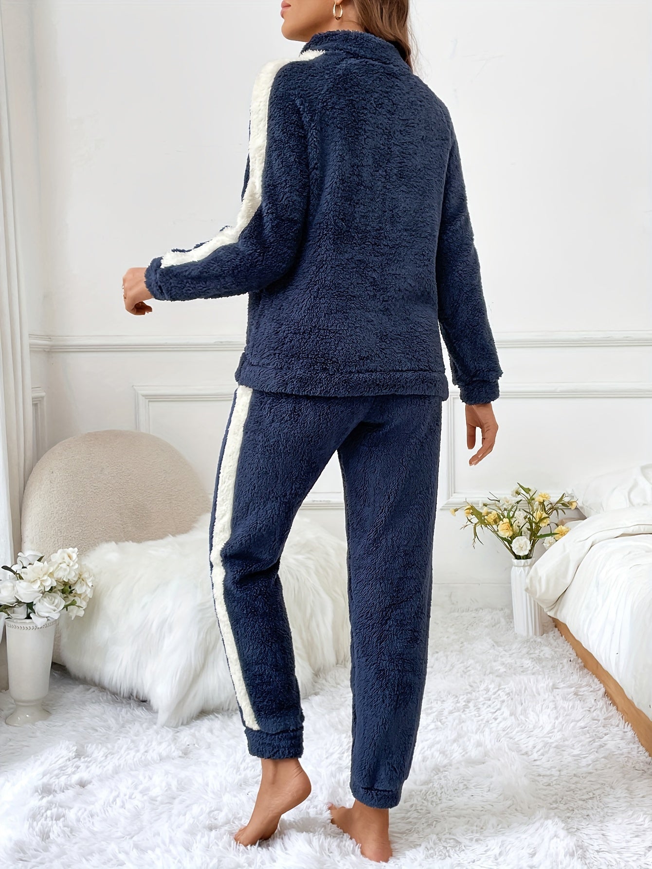 Dames Pyjamaset Trendy Met Halve Rits En Joggingbroek 6