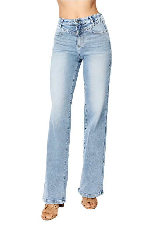 Dames Retro Jeans Hoge Taille Medium Denim 0