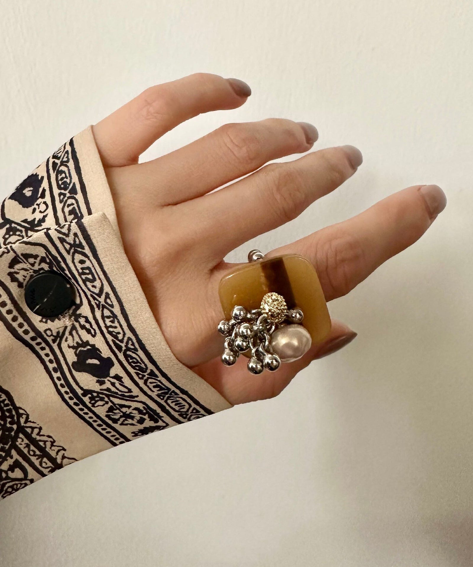 Dames Ring Onregelmatige Kralen Kwastje Design 3