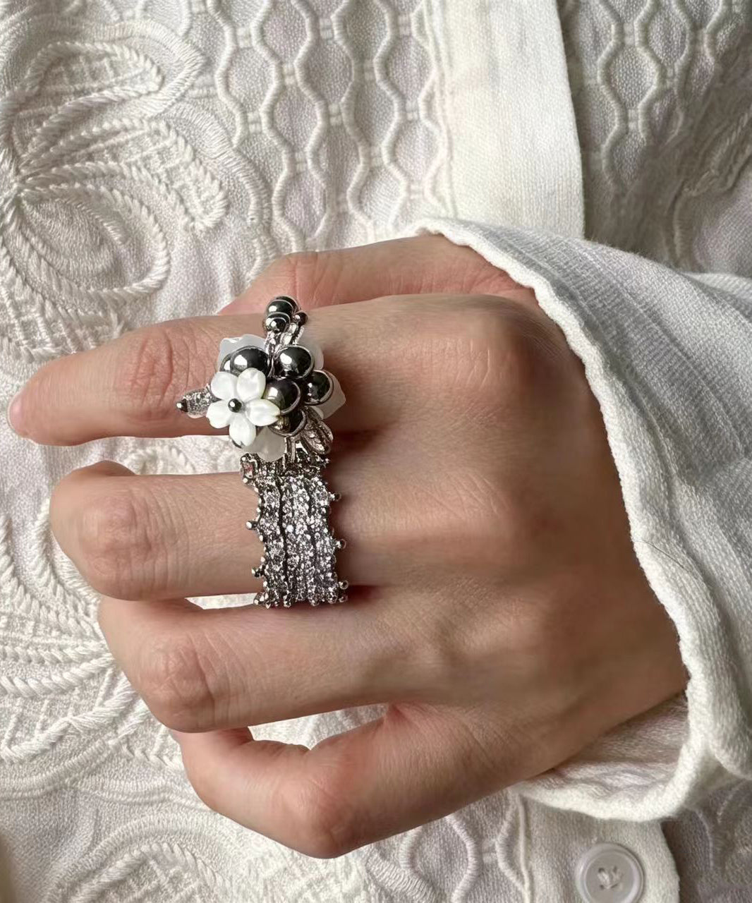 Dames Ringen Set Bloemenkralen Stretchstijl 1