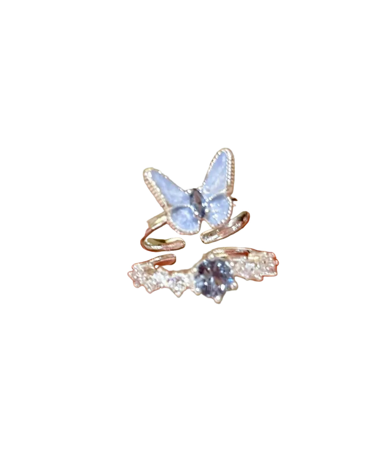 Dames Ringen Set Vlinder Stijl Blauw Accent 0