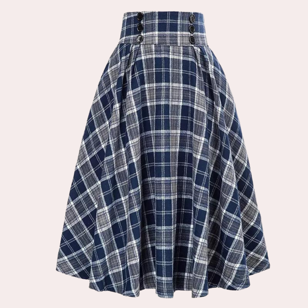 Dames Rok Lang Hoge Taille met Ruitpatroon 4