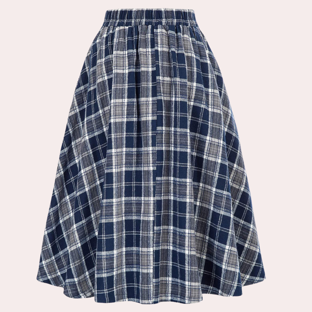 Dames Rok Lang Hoge Taille met Ruitpatroon 5