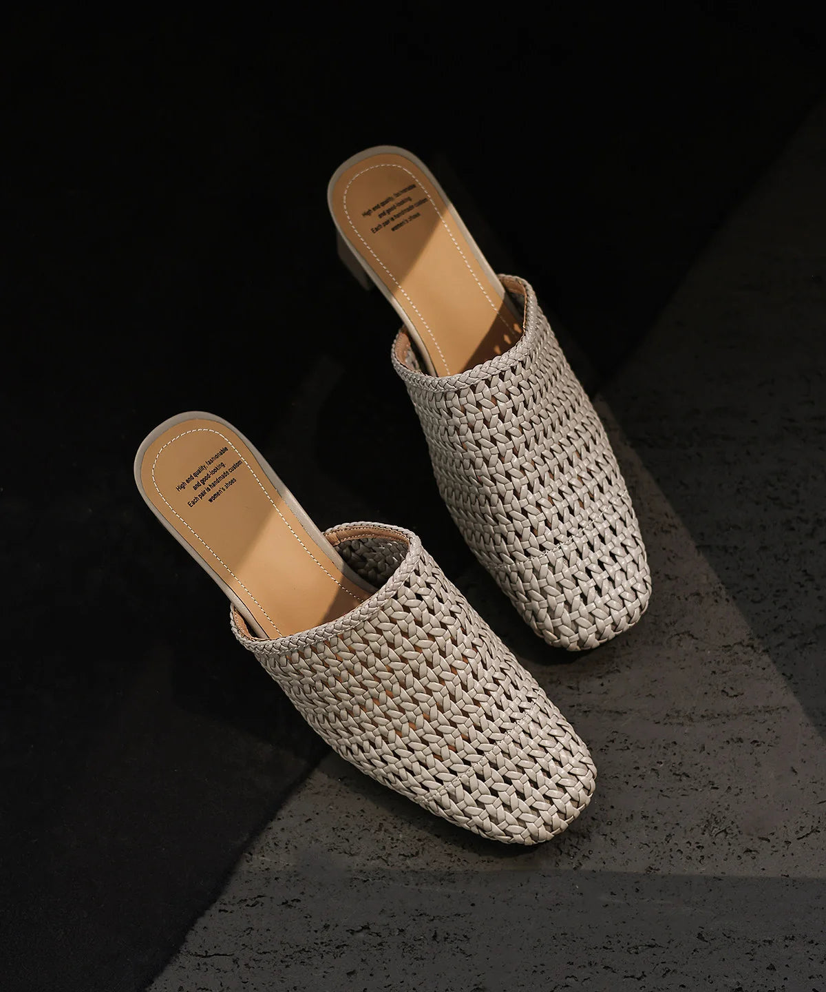 Dames Sandalen Met Dikke Hak Geweven Design 4