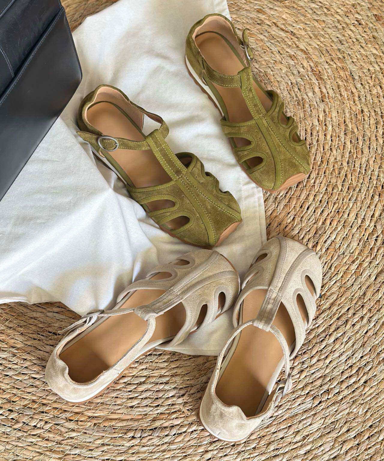 Dames Sandalen Retro Stijl met Split 4