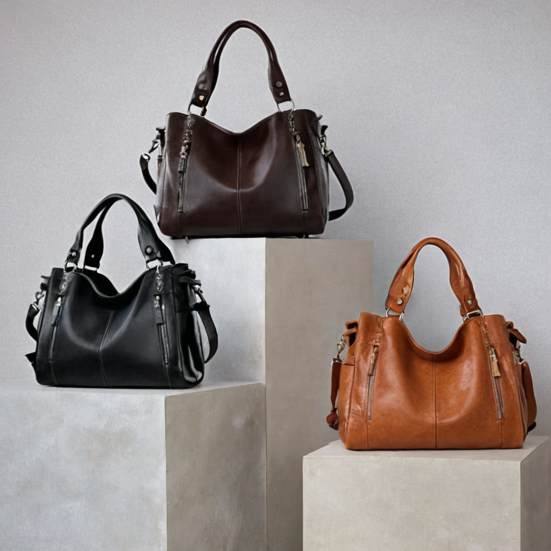 Dames Schoudertas Vegan Leer met Metalen Accenten 1