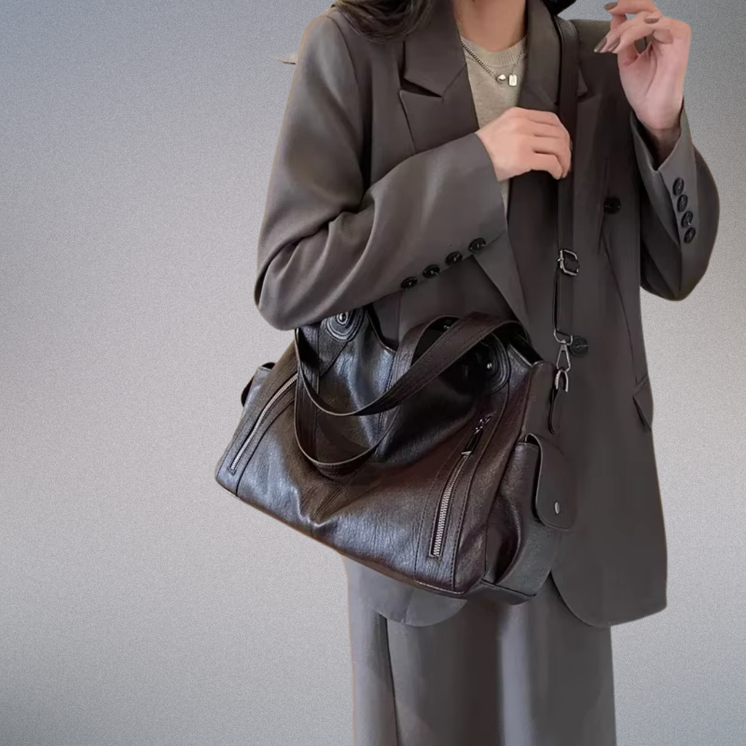 Dames Schoudertas Vegan Leer met Metalen Accenten 4