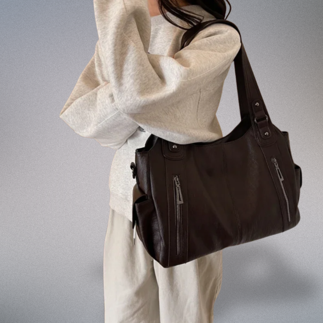 Dames Schoudertas Vegan Leer met Metalen Accenten 8