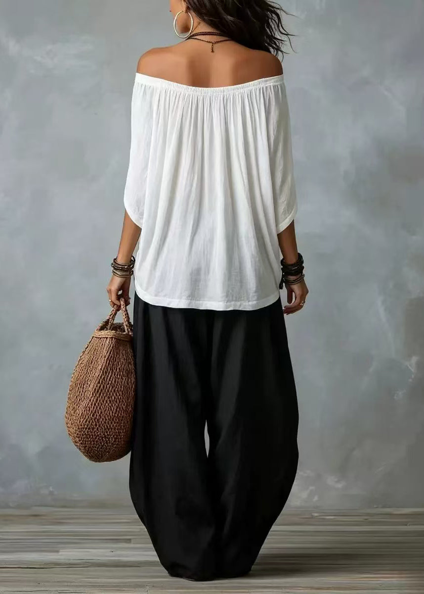 Dames Set Losse Top met Schuine Hals en Vleermuismouwen Comfy Set Dames 1