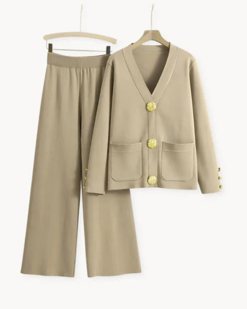 Dames Set Met Vest En Wijde Pijpen 1