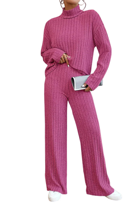 Dames Set met Rollkraag en Gebreide Broek 0