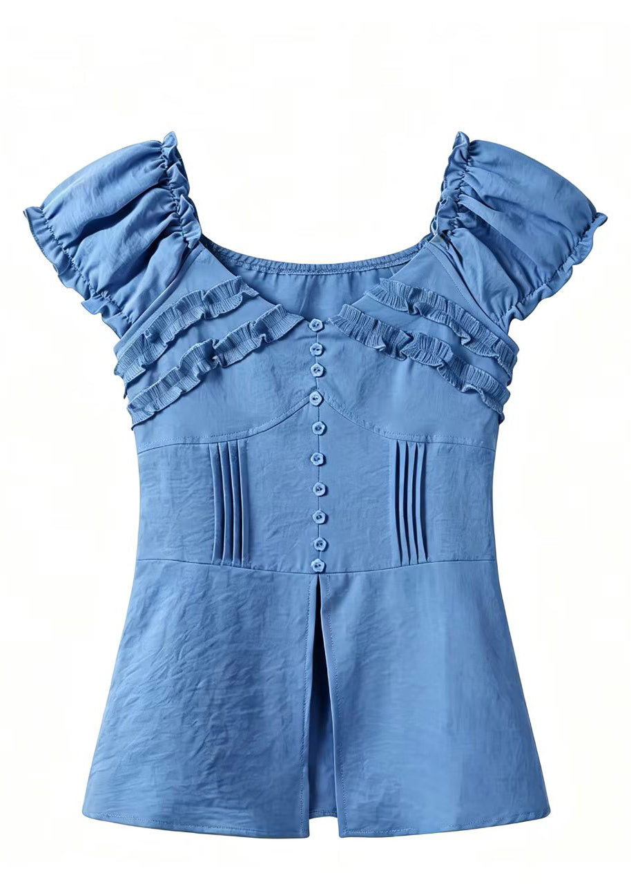Dames Shirt met Ruches aan de Zijkant Zomerse Stijl 4