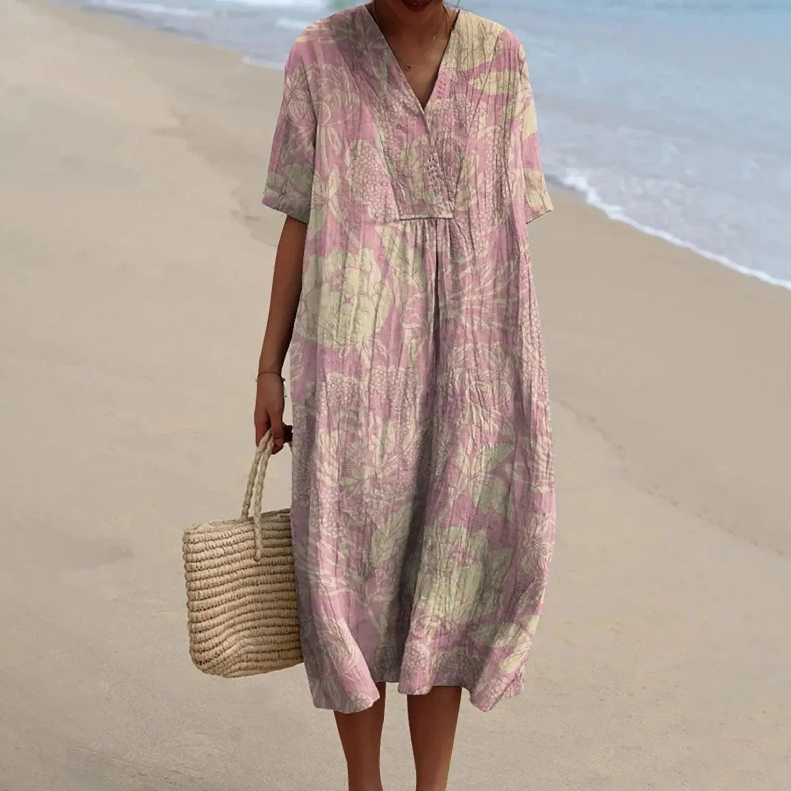 Dames Shirtjurk Met Korte Mouwen Bloemenprint Met Zak 12