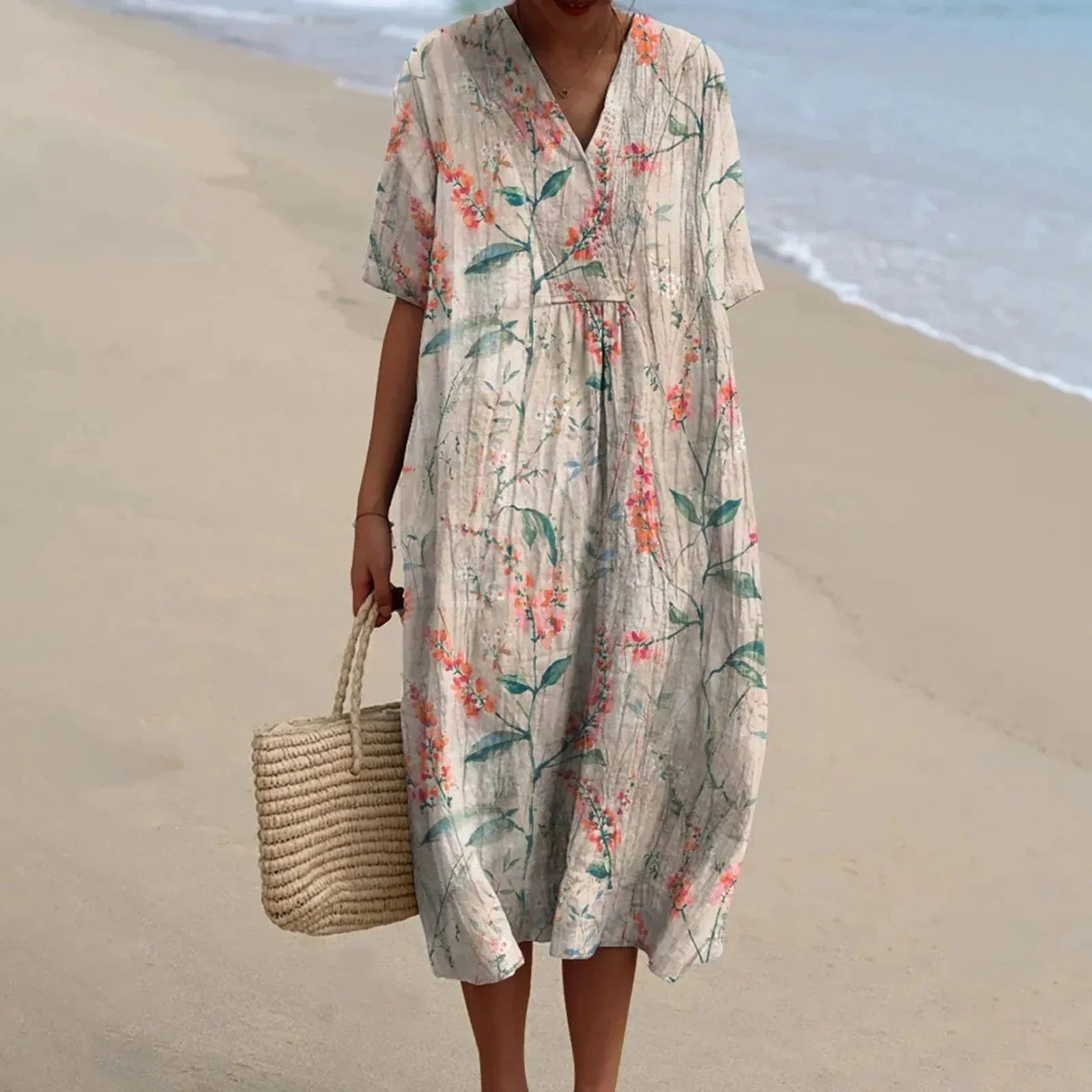 Dames Shirtjurk Met Korte Mouwen Bloemenprint Met Zak 18