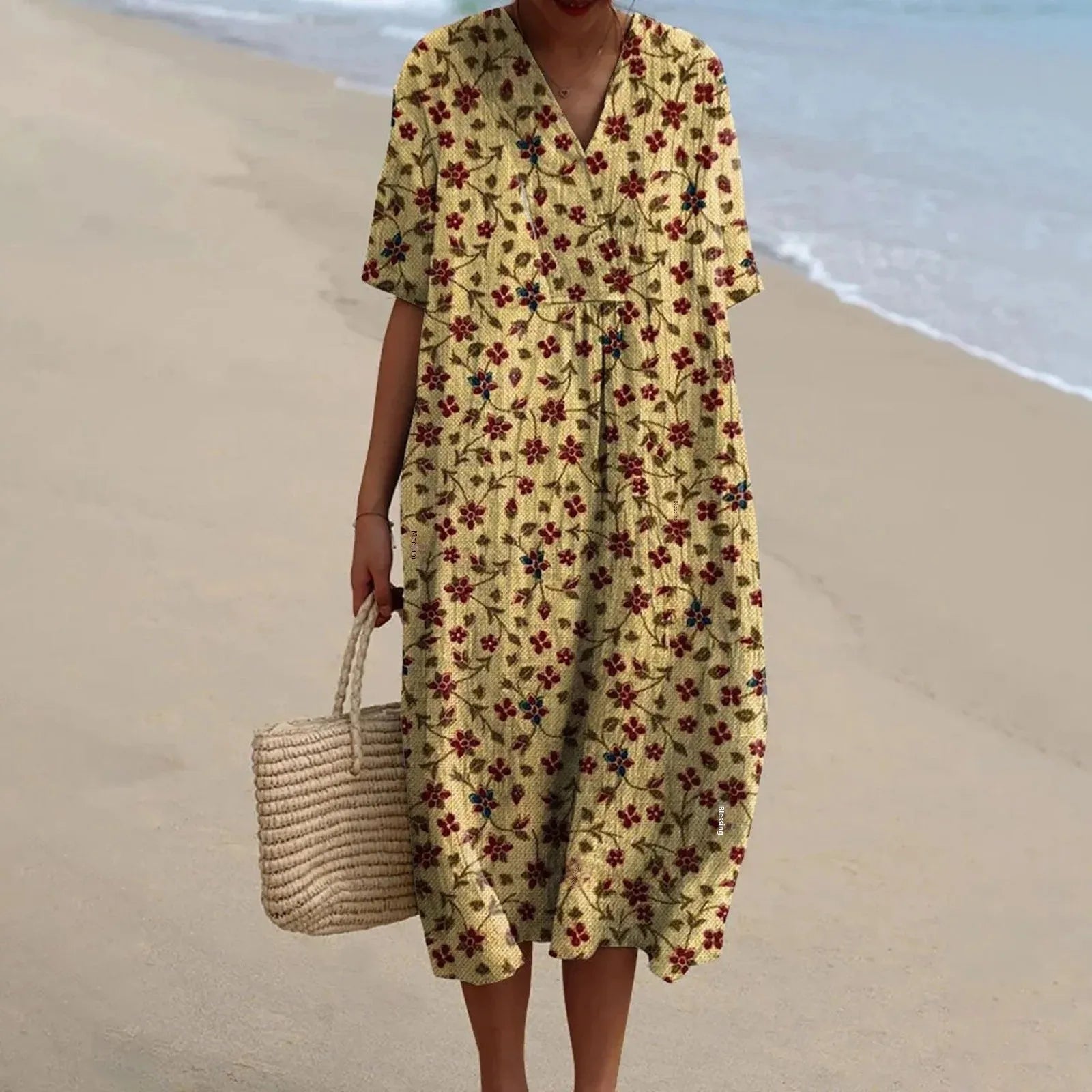 Dames Shirtjurk Met Korte Mouwen Bloemenprint Met Zak 19