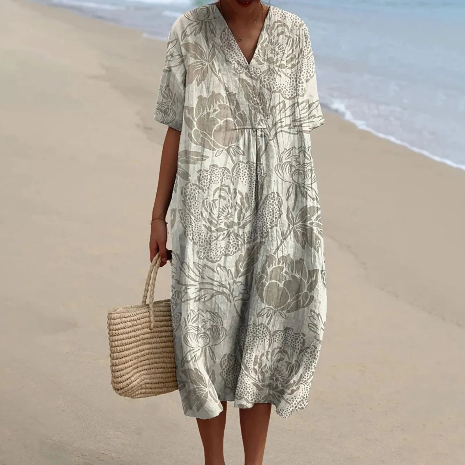 Dames Shirtjurk Met Korte Mouwen Bloemenprint Met Zak 25