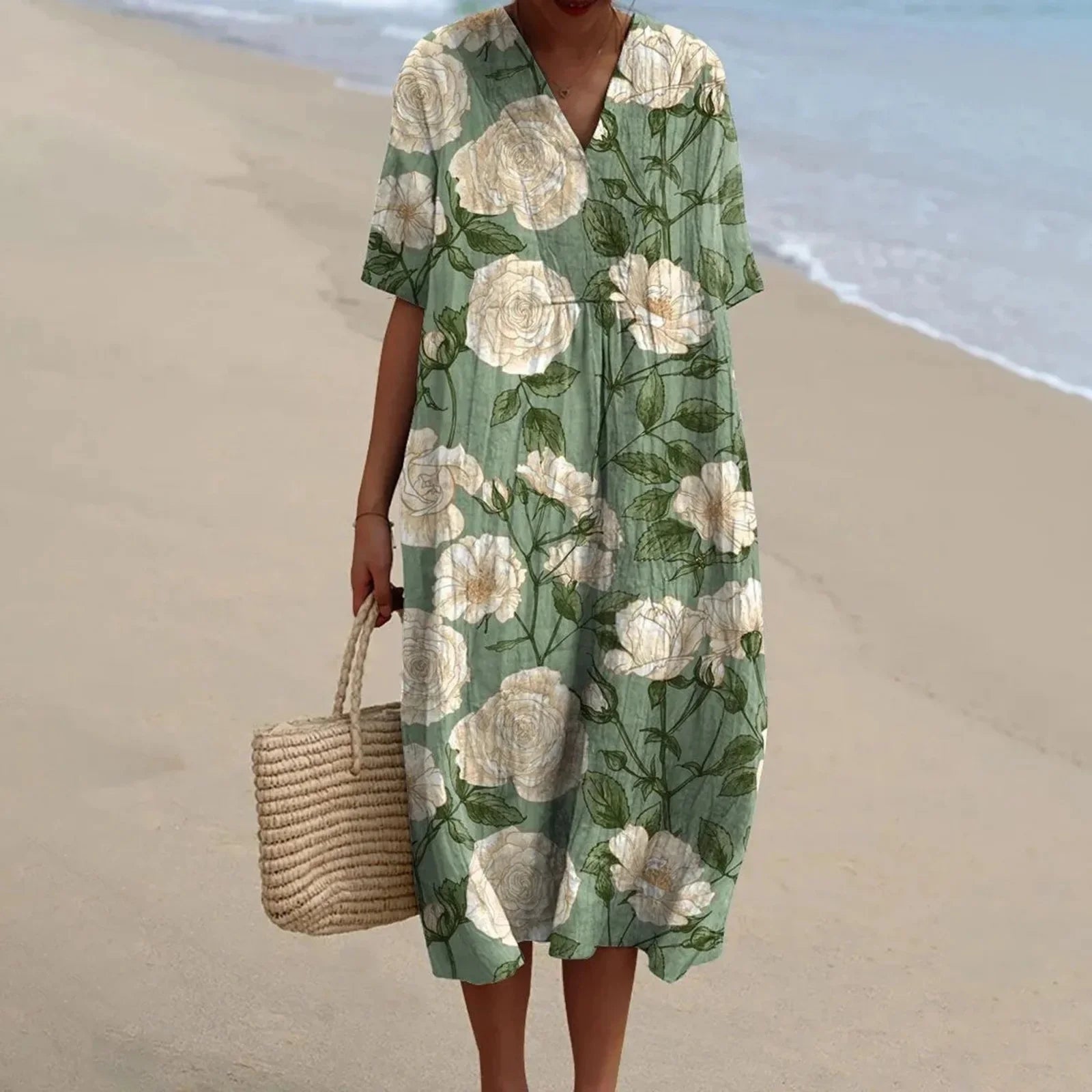 Dames Shirtjurk Met Korte Mouwen Bloemenprint Met Zak 5