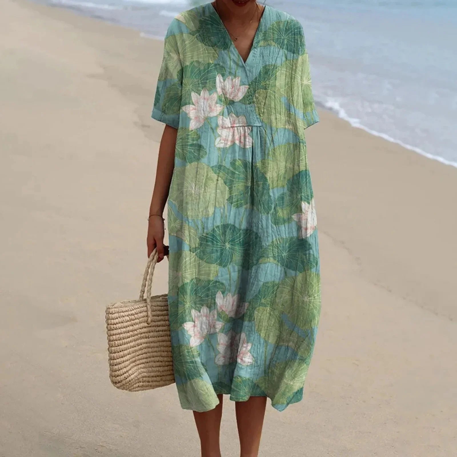 Dames Shirtjurk Met Korte Mouwen Bloemenprint Met Zak 6