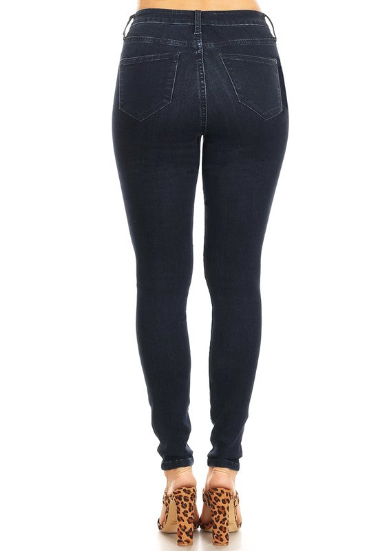 Dames Skinny Jeans Hoge Taille Denim Indigo 3