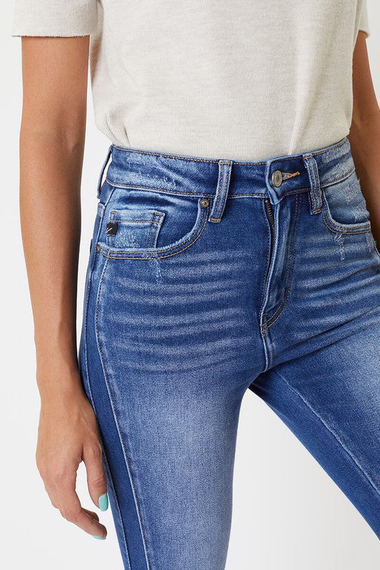 Dames Skinny Jeans Hoge Taille met Hem Detail 3