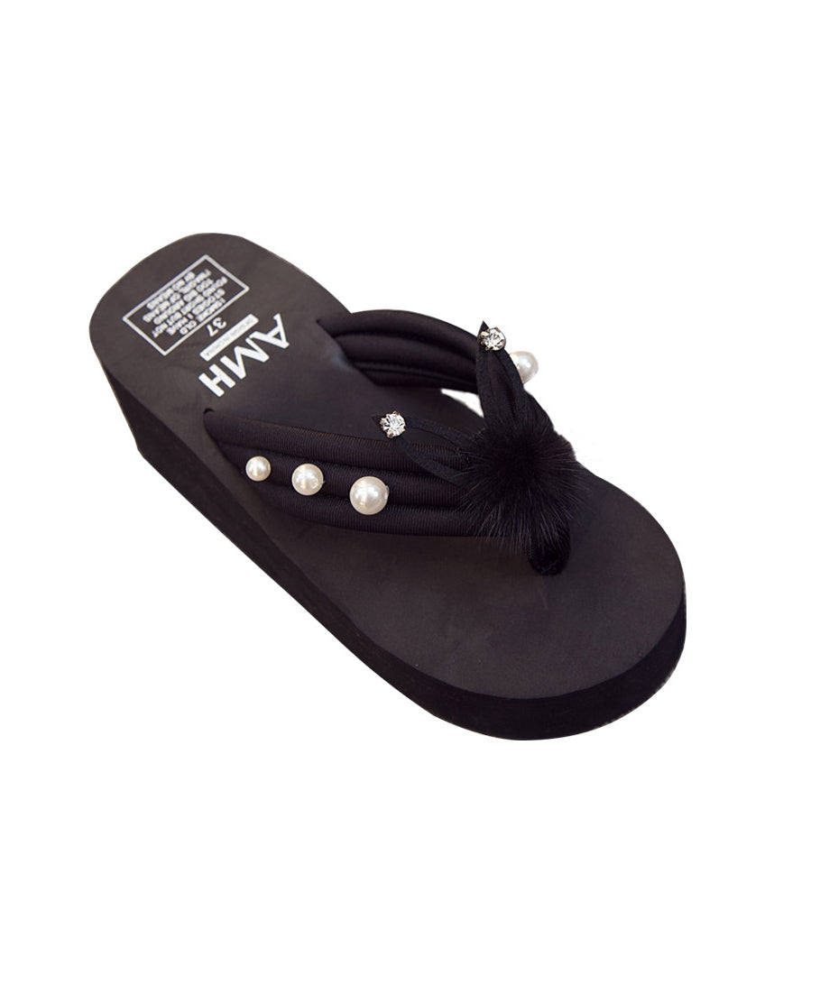 Dames Sleehak Slippers met Fuzzy Bal 4