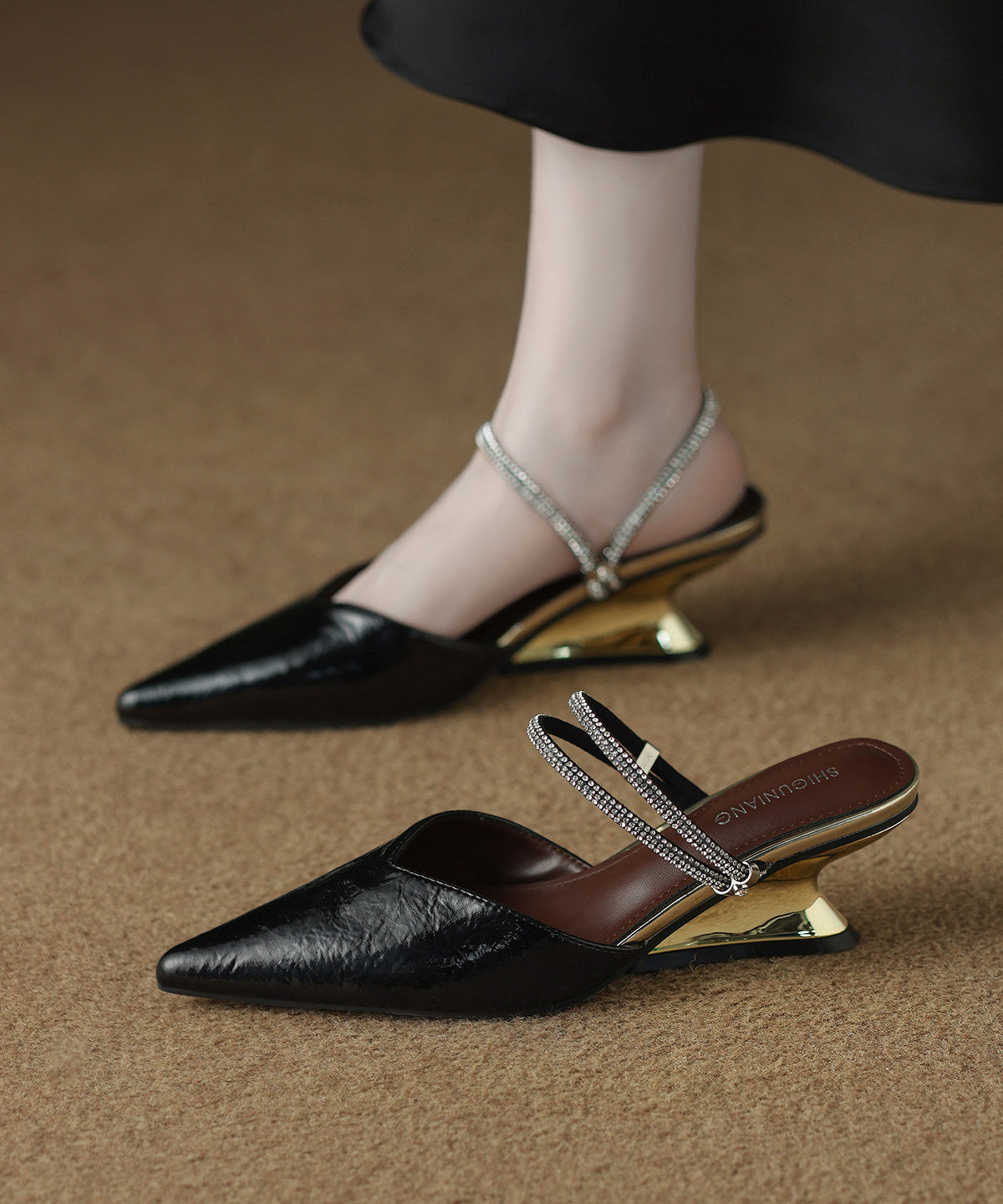 Dames Slide Sandalen Met Puntige Neus 0