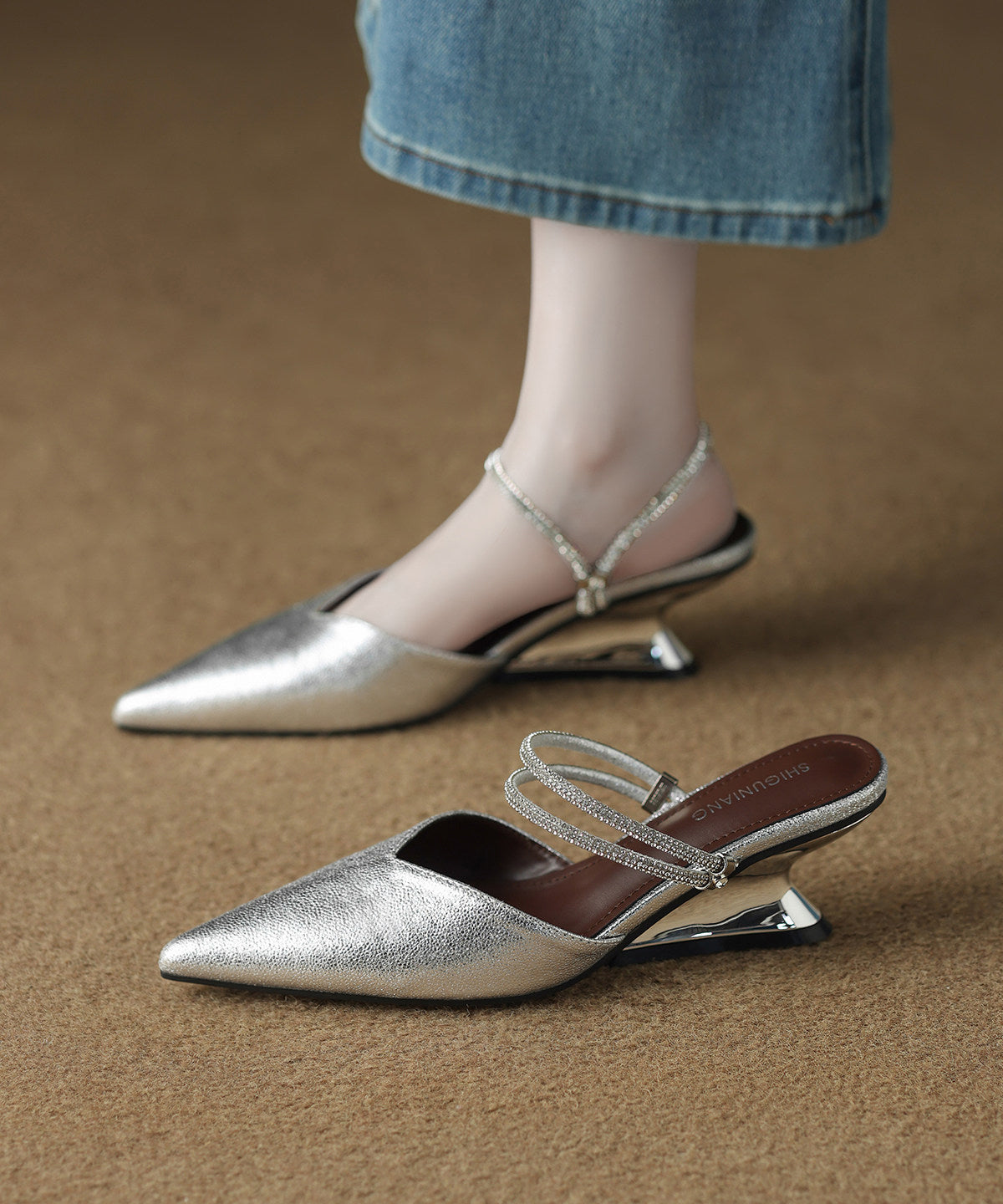 Dames Slide Sandalen Met Puntige Neus 1