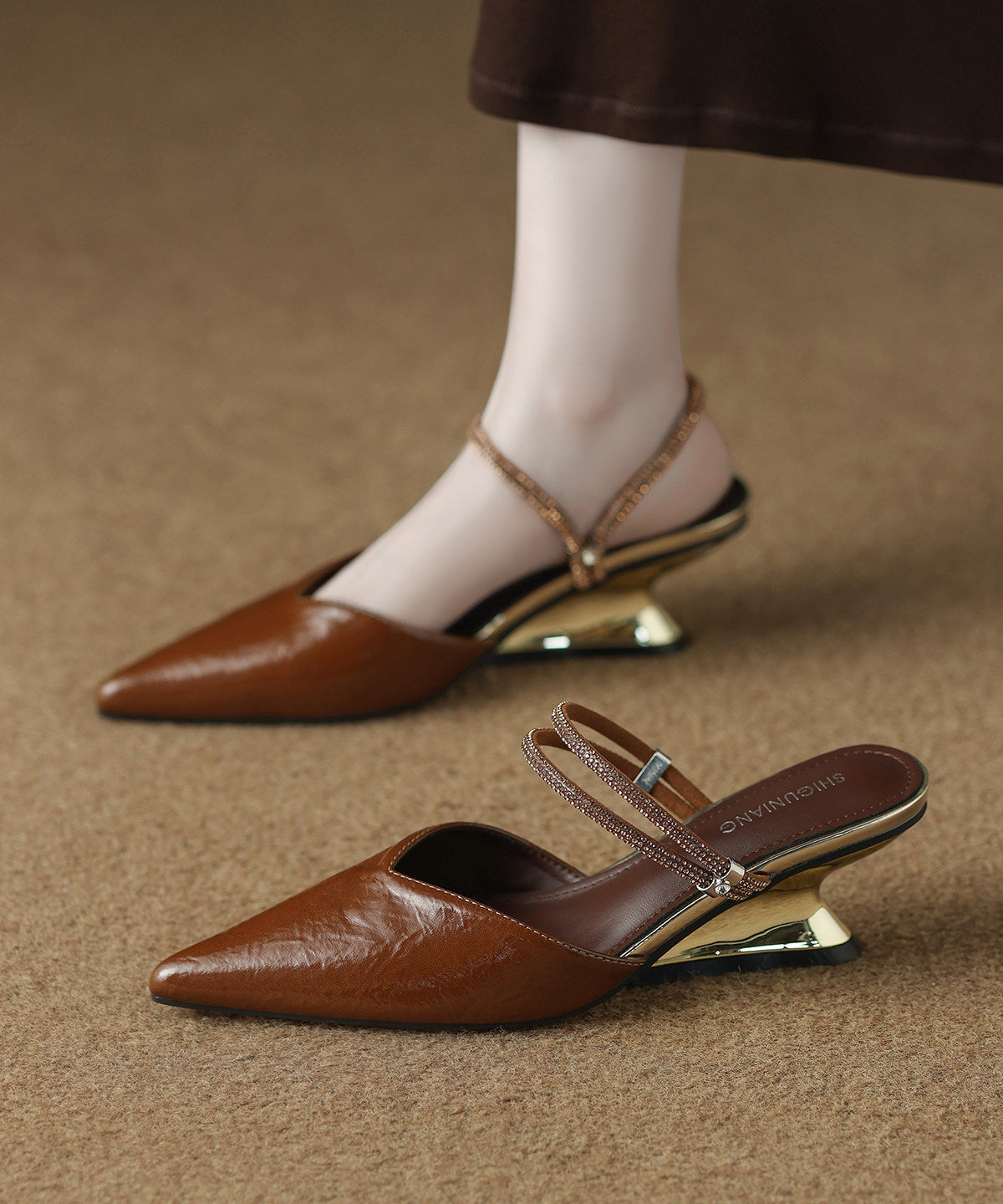 Dames Slide Sandalen Met Puntige Neus 2