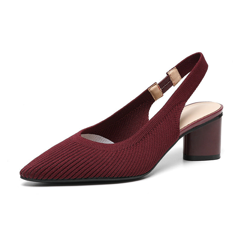 Dames Slingback Hakken Puntige Neus Met Blokhak 9