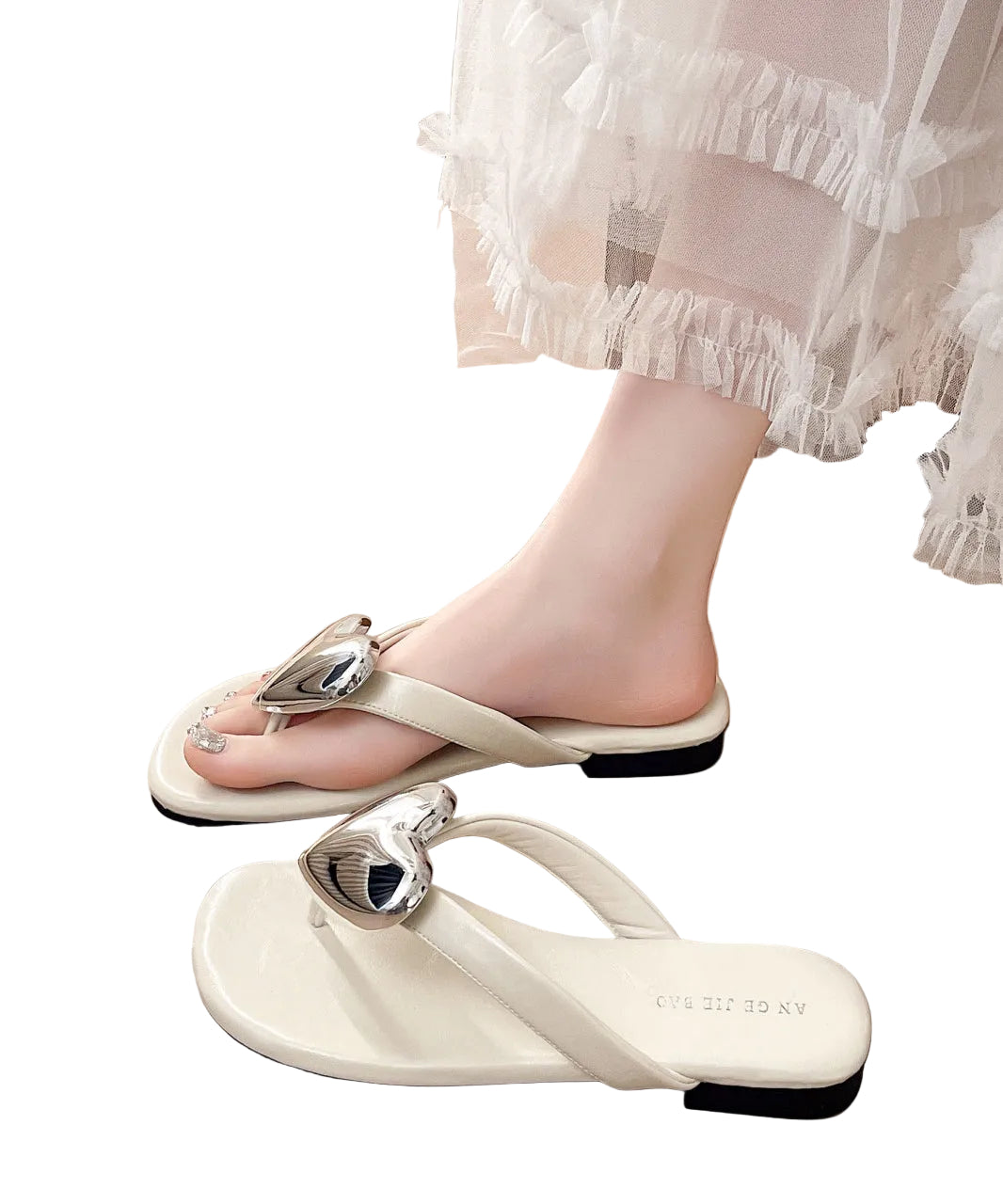 Dames Slippers met Hartvormige Lovertjes 0