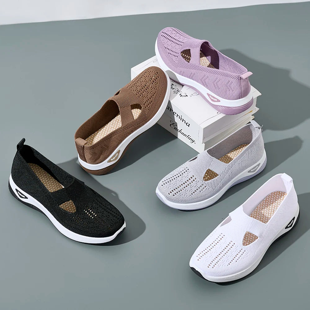 Dames Sneakers Ademend Mesh Casual Schoenen Antislip Flat Geweven Schoenen 5