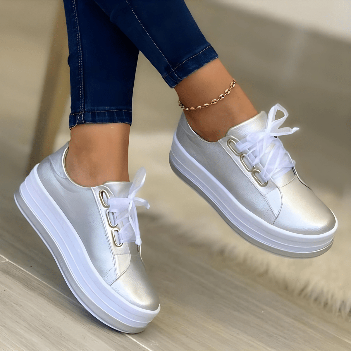 Dames Sneakers Casual Met Verhoogde Zool Trendy Design 2
