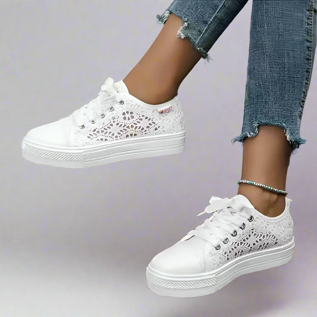 Dames Sneakers Gehaakt met Vetersluiting en Verstevigde Hiel 1