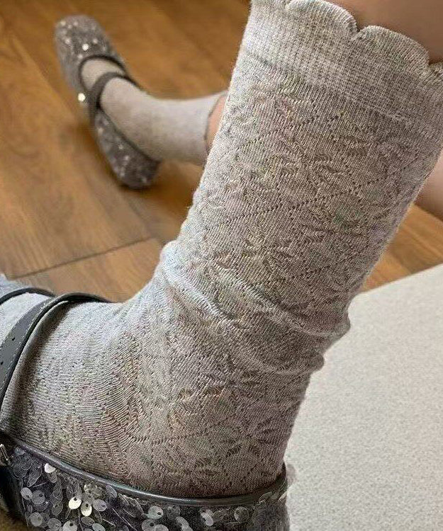 Dames Sokken Met Uitgeholde Gegolfde Jacquardstijl Casual Kuithoogte 0
