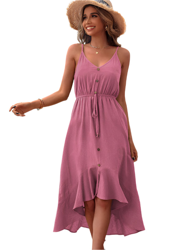 Dames Spaghetti Bandjes Jurk Katoen Linnen 0